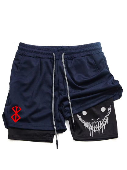 Berserk- Men'S 2-In-1 Sports Shorts, Running Quick Drying Shorts, Gym and Fitness Training, Double Layered