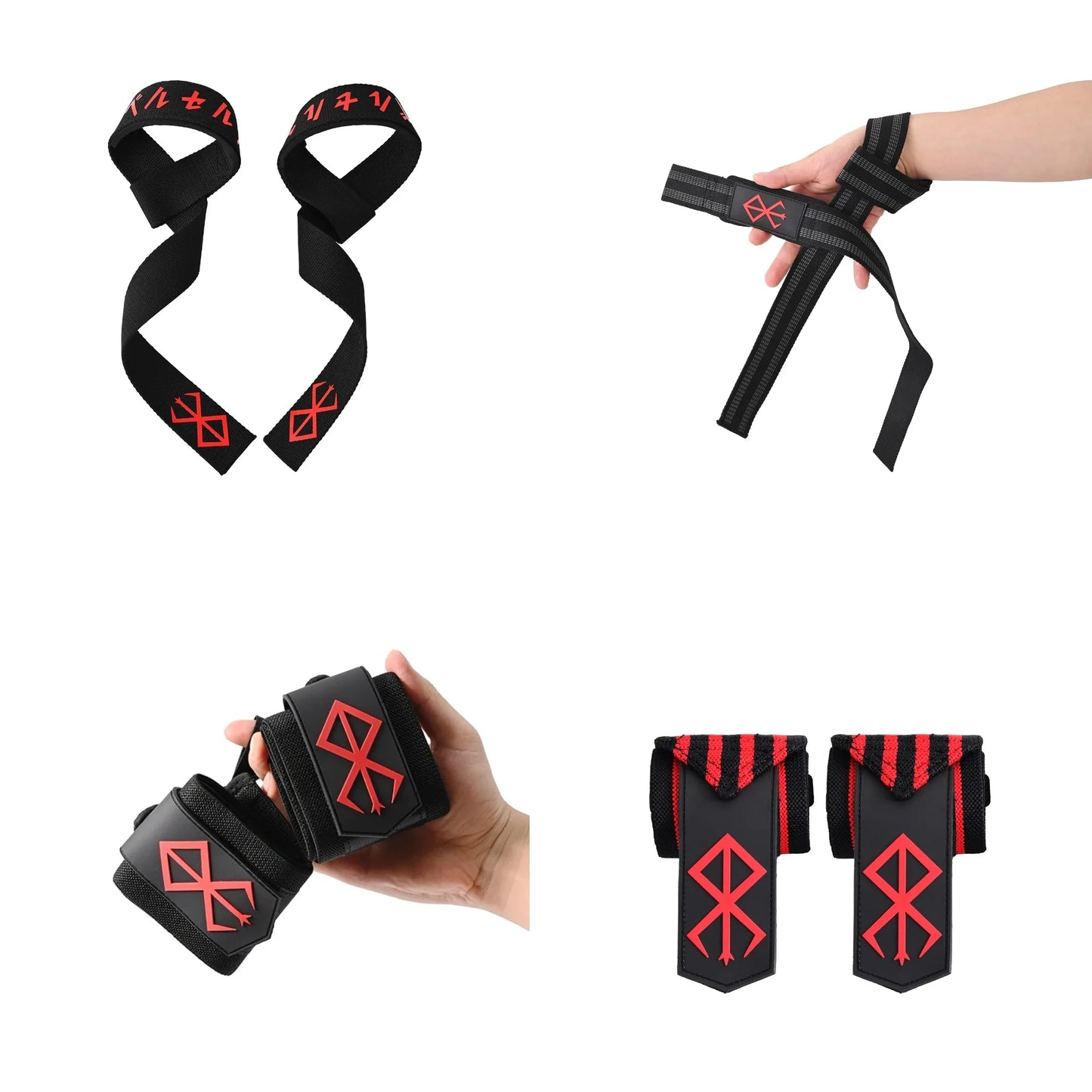 Gym Anime Sports Weight Lifting Wrist Wraps,Berserk Wristband Support , Heavy Duty Training Lifting Straps, Powerlifting